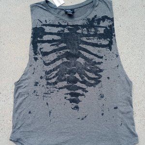 Hot Topic Rib Cage Gray Muscle T Tank Top NOS